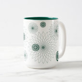 Geometric Flower〜グリーン〜 Tweekleurige Koffiemok (Voorkant rechts)