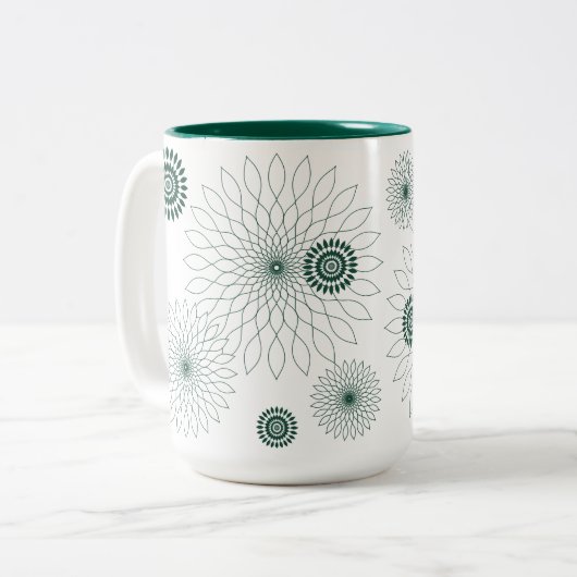 Geometric Flower〜グリーン〜 Tweekleurige Koffiemok (Voorkant links)