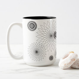 Geometric Flower〜ブラック〜 Tweekleurige Koffiemok