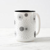 Geometric Flower〜ブラック〜 Tweekleurige Koffiemok (Voorkant rechts)