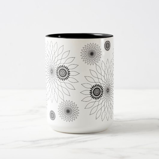 Geometric Flower〜ブラック〜 Tweekleurige Koffiemok (Center)