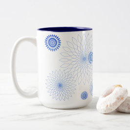 Geometric Flower〜ブルー〜 Tweekleurige Koffiemok