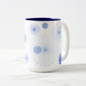 Geometric Flower〜ブルー〜 Tweekleurige Koffiemok (Voorkant rechts)