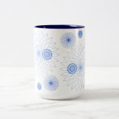 Geometric Flower〜ブルー〜 Tweekleurige Koffiemok (Center)