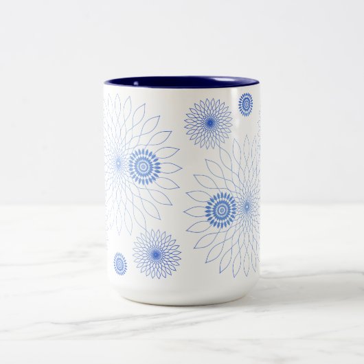 Geometric Flower〜ブルー〜 Tweekleurige Koffiemok (Center)