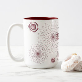 Geometric Flower〜マルーン〜 Tweekleurige Koffiemok