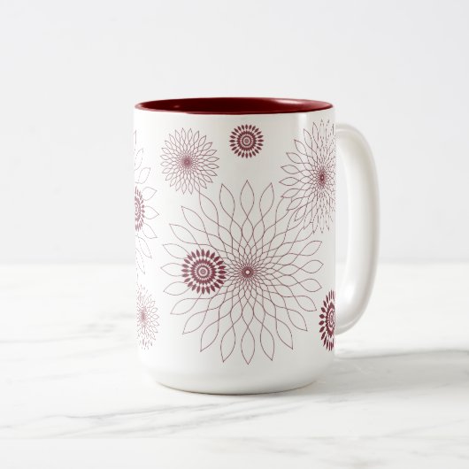 Geometric Flower〜マルーン〜 Tweekleurige Koffiemok (Voorkant rechts)