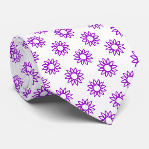 Geometric Flower 01 - Paarse op Wit Stropdas