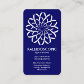 Geometric Flower 02 - Wit op Deep Navy Visitekaartje (Voorkant)