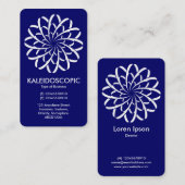 Geometric Flower 02 - Wit op Deep Navy Visitekaartje (Voorkant / Achterkant)
