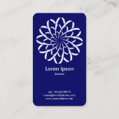 Geometric Flower 02 - Wit op Deep Navy Visitekaartje (Achterkant)