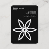 Geometric Flower 02 - Wit op Zwart Visitekaartje (Achterkant)