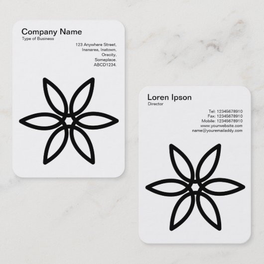 Geometric Flower 02 - Zwart op Wit Visitekaartje (Voorkant / Achterkant)