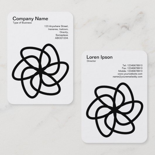 Geometric Flower 04 - Zwart op Wit Visitekaartje (Voorkant / Achterkant)