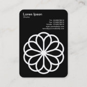 Geometric Flower 06 - Wit op Zwart Visitekaartje (Achterkant)