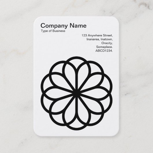 Geometric Flower 06 - Zwart op Wit Visitekaartje (Voorkant)