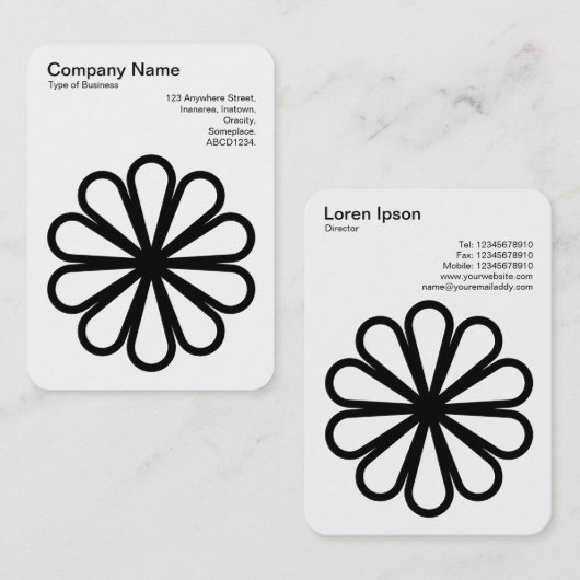 Geometric Flower 07 - Zwart op Wit Visitekaartje (Voorkant / Achterkant)