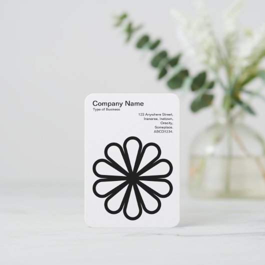Geometric Flower 07 - Zwart op Wit Visitekaartje (Staand voorkant)