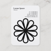 Geometric Flower 07 - Zwart op Wit Visitekaartje (Achterkant)