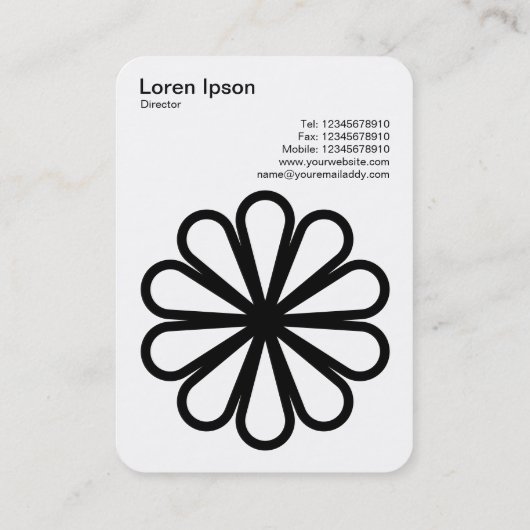 Geometric Flower 07 - Zwart op Wit Visitekaartje (Achterkant)