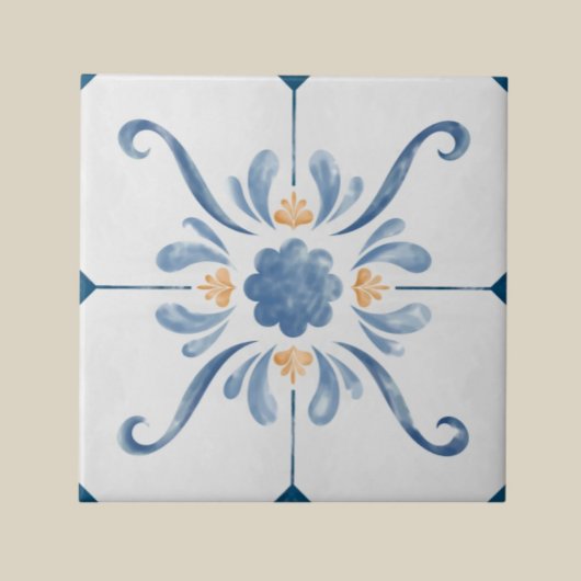 Geometric Flower Pattern Tile - Stylish and Elega Tegeltje