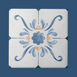 Geometric Flower Pattern Tile - Stylish and Elega Tegeltje