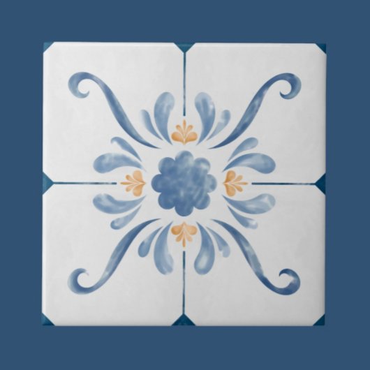 Geometric Flower Pattern Tile - Stylish and Elega Tegeltje