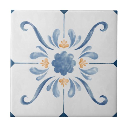 Geometric Flower Pattern Tile - Stylish and Elega Tegeltje (Voorkant)