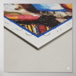 Geometric Focus: Jigsaw Puzzle Border and Edge Poster