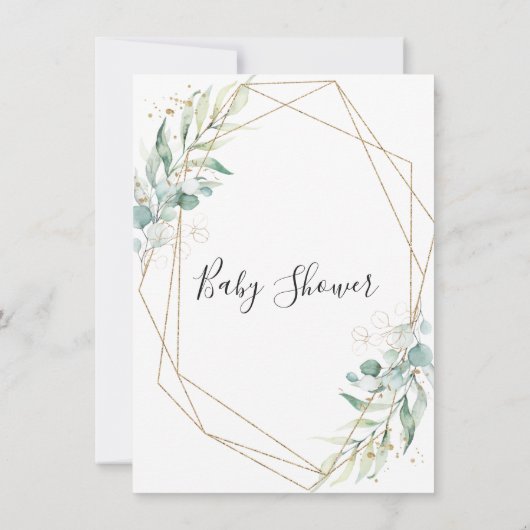 Geometric Foliage Virtual Baby shower Invitation Kaart (Achterkant)