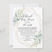 Geometric Foliage Virtual Baby shower Invitation Kaart (Voorkant)