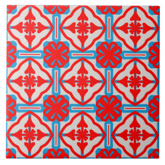 Geometric Four Red Leaves Ceramic Tiles Tegeltje