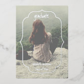 Geometric Frame Graduation Announcement Folie Uitnodiging (Voorkant)