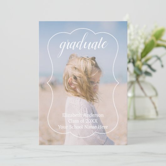 Geometric Frame Kids Photo Graduation Aankondiging (Staand voorkant)