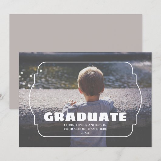 Geometric Frame Kids Photo Graduation Aankondiging (Voorkant / Achterkant)