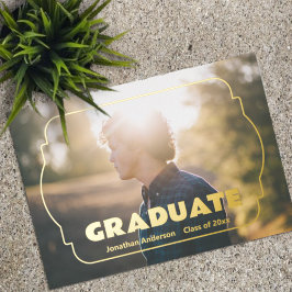 Geometric Frame Photo Graduation Announcement Folie Uitnodiging
