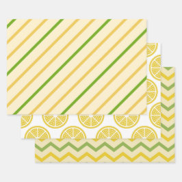 Geometric Fresh Yellow Lemon Style Inpakpapier Vel