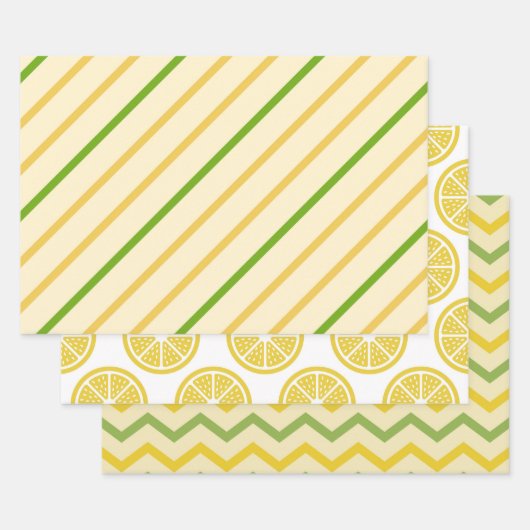 Geometric Fresh Yellow Lemon Style Inpakpapier Vel (Set)