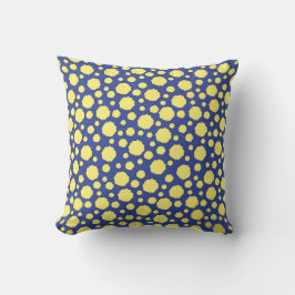 Geometric Funky gele cirkels op blauwe achtergrond Kussen
