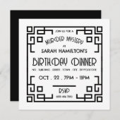 Geometric Gatsby Style, Murder Mystery Birthday Kaart (Voorkant / Achterkant)