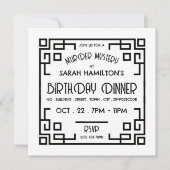 Geometric Gatsby Style, Murder Mystery Birthday Kaart (Voorkant)