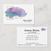 *~* Geometric Girly Gold Paarse Magenta Waterverf Visitekaartje (Voorkant / Achterkant)