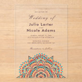 Geometric Glittering Metallic Luxury Wedding Acryl Uitnodigingen (Voorkant)