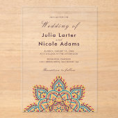 Geometric Glittering Metallic Luxury Wedding Acryl Uitnodigingen (Voorkant)