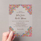 Geometric Glittering Metallic Luxury Wedding Acryl Uitnodigingen (Insitu (Draagbaar))