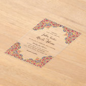 Geometric Glittering Metallic Luxury Wedding Acryl Uitnodigingen (Laagn)