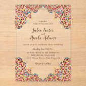 Geometric Glittering Metallic Luxury Wedding Acryl Uitnodigingen (Voorkant)