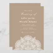 Geometric Glittering Metallic Luxury Wedding Kaart (Voorkant / Achterkant)