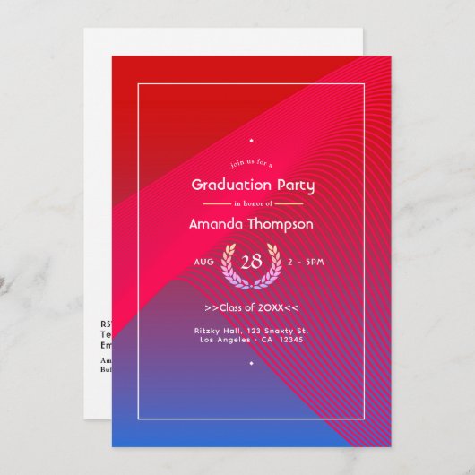 Geometric Glow Graduation Party Kaart (Voorkant / Achterkant)