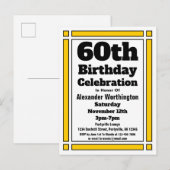 Geometric Gold 60th Birthday Invitation Briefkaart (Voorkant / Achterkant)